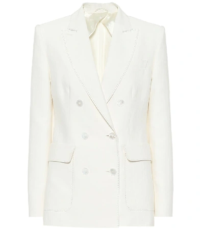 Max Mara Ottuso Linen And Silk Blazer In White