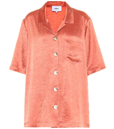 Nanushka Ella Oversized Washed-satin Shirt In Terracotta