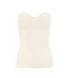 Khaite Jericho Strapless Ribbed-knit Top In Beige