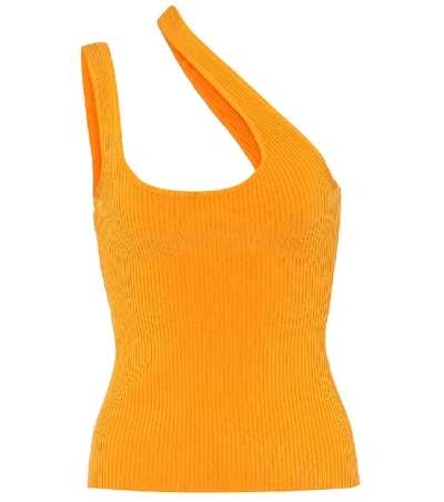 Zimmermann Brightside Asymmetric Ribbed-knit Tank Top In Orange