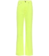 Kwaidan Editions High Waist Neon Cotton Denim Jeans In Neon Yellow