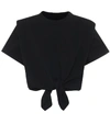 Isabel Marant Zelikia Gathered Cotton Crop Top In Black