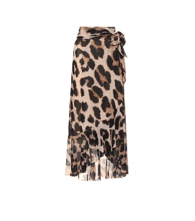 Ganni Printed Mesh Long Skirt Animalier W/belt In Maxi Leopard