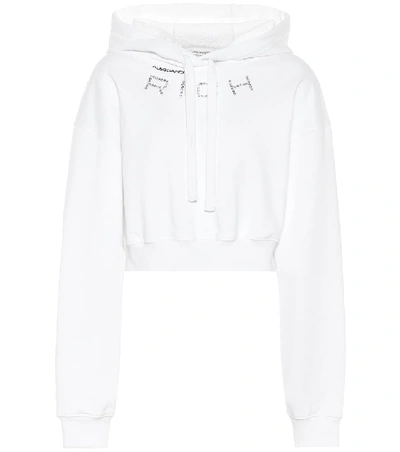 Alessandra Rich Cotton Jersey Hoodie W/embroidered Logo In White
