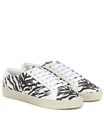 Saint Laurent Court Classic Sl/06 Zebra Print Trainers In Black