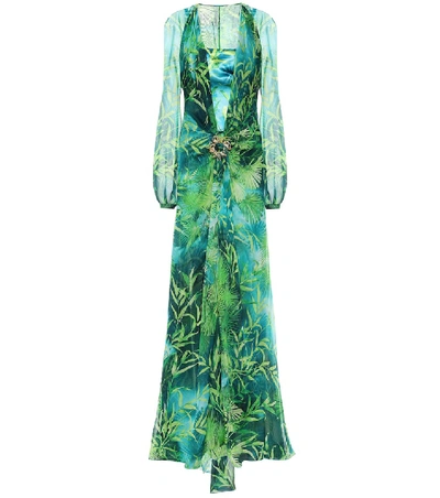 Versace Jungle Floor-length Dress In Green