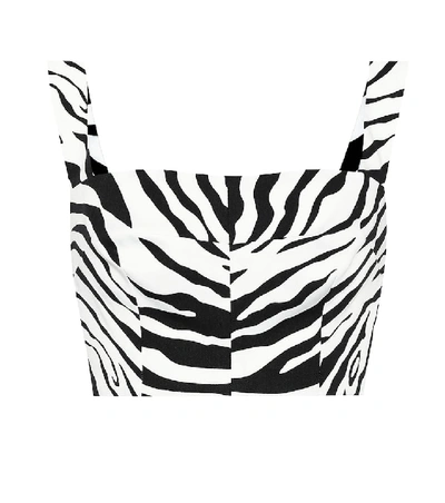 Dolce & Gabbana Cropped Zebra-print Cotton-blend Top In White