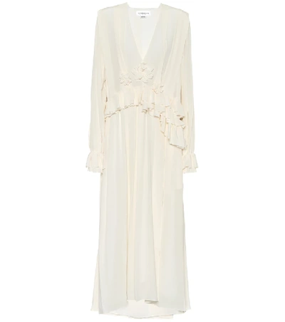 Victoria Beckham Pleated Silk-crêpe Maxi Dress In White