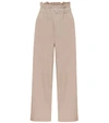Low Classic Belted Linen-blend Wide-leg Pants In Beige