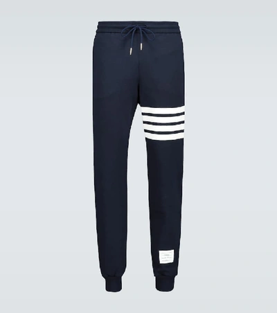 THOM BROWNE 4-BAR COTTON SWEATPANTS,P00431690