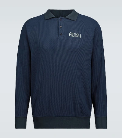 Adish Nuweiba Rings Long-sleeved Polo Top In Blue