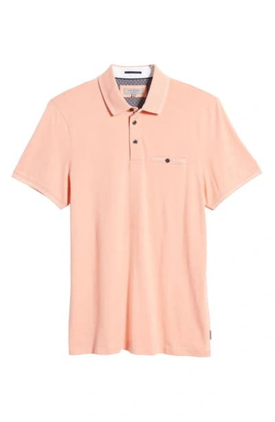 Ted Baker Tortila Slim Fit Tipped Pocket Polo In Coral