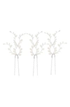 BRIDES AND HAIRPINS KASSIA SET OF 3 PEARL HAIR PINS,2474G