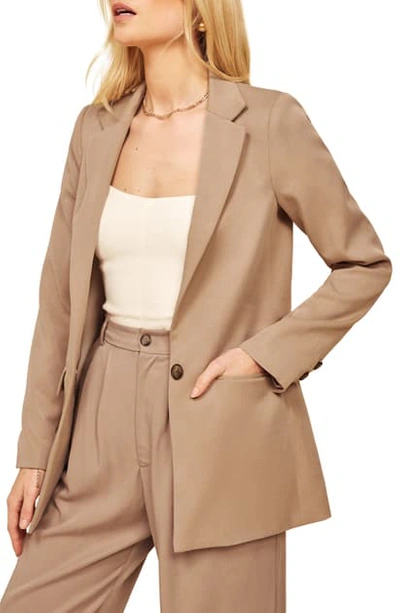 Reformation Major Twill Blazer In Khaki