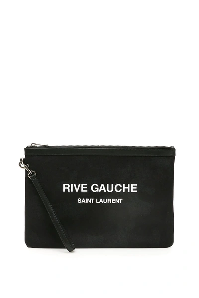 Saint Laurent Rive Gauche Clutch With Zip In Black
