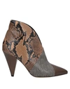 Isabel Marant Archenn Embossed Leather Ankle Boots In Khaki