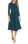 Eliza J Fit & Flare Sweater Dress In Spruce