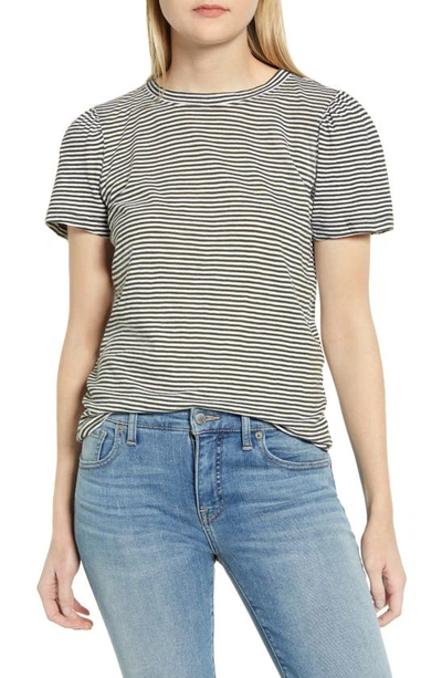 Lucky Brand Puff Sleeve Stripe T-shirt In Olive Stripe