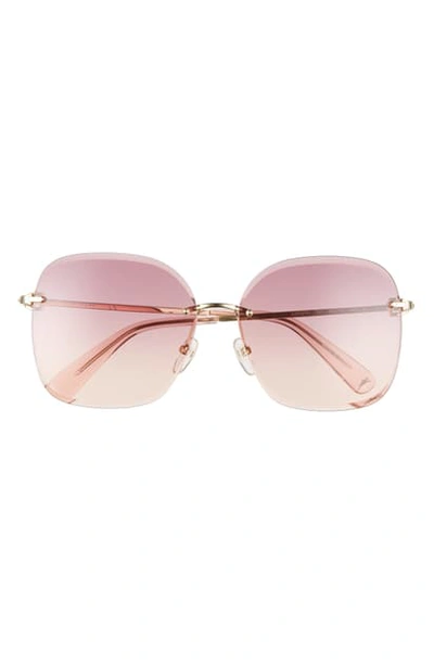 Longchamp Amazone 60mm Gradient Rimless Round Sunglasses In Gold/ Wine