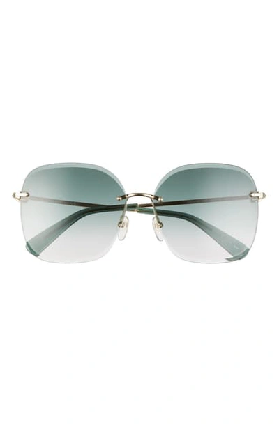 Longchamp Amazone 60mm Gradient Rimless Round Sunglasses In Gold/ Green