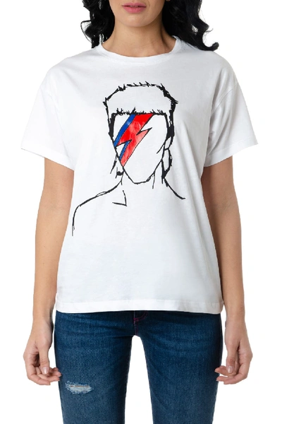 Frankie Morello Bowie Print Crew Neck T-shirt In White