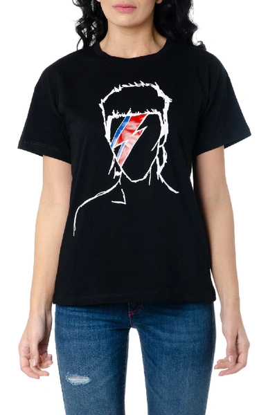 Frankie Morello Bowie Print Crew Neck T-shirt In Black