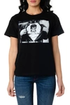 FRANKIE MORELLO BLACK COTTON T SHIRT WITH BOWIE PRINT,11333293