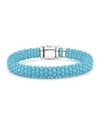 Lagos Sterling Silver Caviar Blue Ceramic Bracelet In Blue