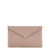 VALENTINO GARAVANI GARAVANI ROCKSTUD TAUPE LEATHER CLUTCH,3343031