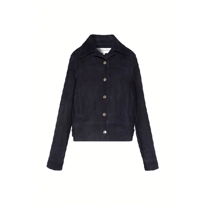 Gerard Darel Germana - Short Goat Leather Jacket In Blue