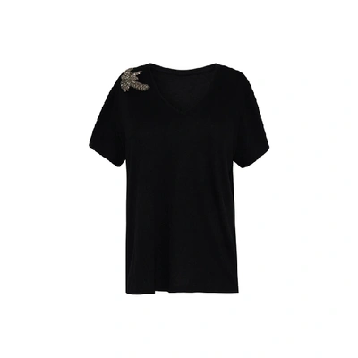 Gerard Darel Jerie - Cotton Jersey T-shirt With Jewel In Black