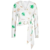 Saks Potts White Printed Jersey Wrap Top In White