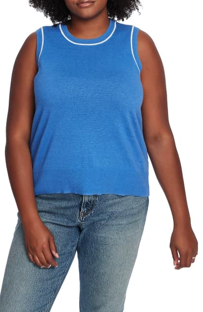 Court & Rowe Tipped Sweater Vest In Villa Azul