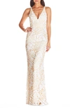 DRESS THE POPULATION SHARON LACE EVENING GOWN,DDR429-K232