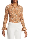 MICHAEL KORS CRUSHED SILK BELL-SLEEVE SHIRT,0400012469087