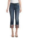 DRIFTWOOD COLETTE FLORAL EMBROIDERY STRAIGHT CROPPED JEANS,0400012337949