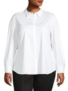 Lafayette 148 Pandita Chain Trim Blouse In White