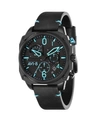 Avi-8 Men's Hawker Hunter Chronograph Retrograde Edition Black Genuine Leather Strap Watch 45mm In Black