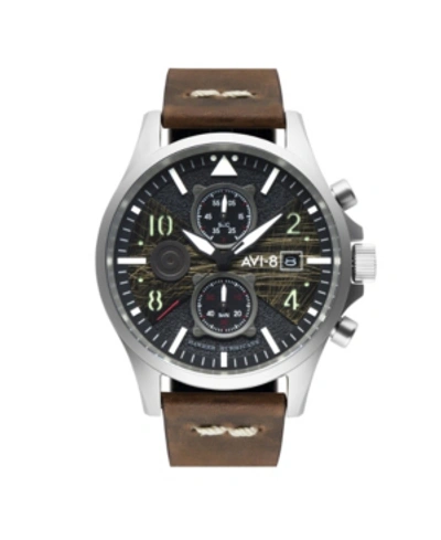 Avi-8 Men's Hawker Hurricane Chronograph Bulman Edition Brown Genuine Leather Strap Watch 45mm