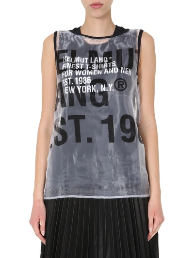 Helmut Lang Tank With Logo In Bianco