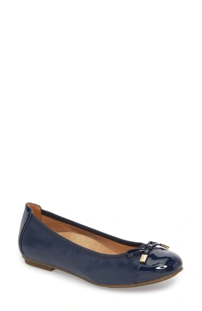 Vionic Minna Ballet Flat - Medium Width In Navy Nappa Leather In Multi