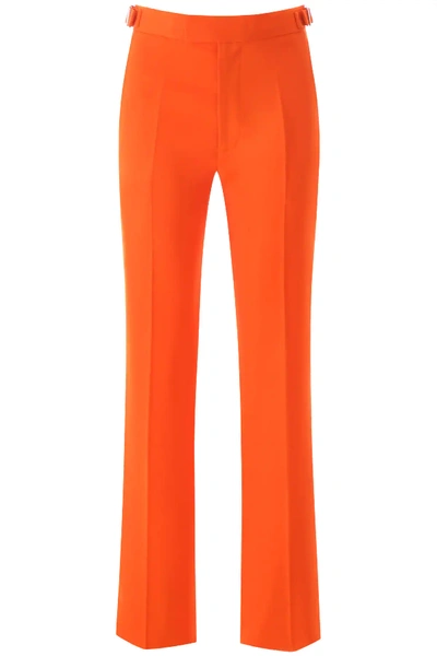 Attico High Waisted Straight Fit Trousers In Orange