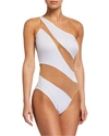 Norma Kamali Mio Snake Mesh One-piece Swimsuit In White