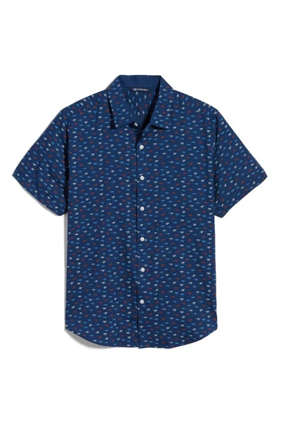 Cutter & Buck Windward Short Sleeve Button-up Shirt In Blue