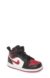 Jordan Kids' 1 Mid' Sneaker In Black/white/noble Red