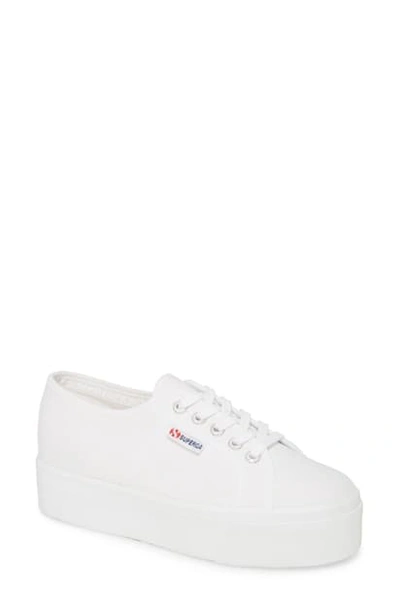 Superga 40mm Carodaur Platform Leather Sneakers In White