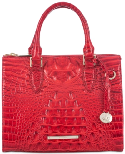 Brahmin Anywhere Convertible Melbourne Embossed Leather Satchel In Carnation/gold-exclusive To Macy's