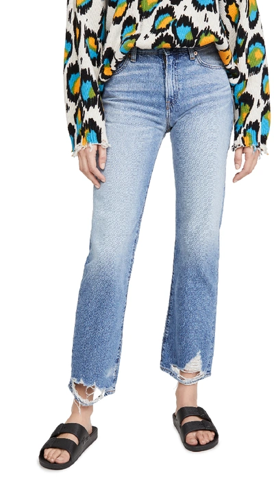 Denimist Pierce Cropped Distressed High-rise Straight-leg Jeans In Jinx