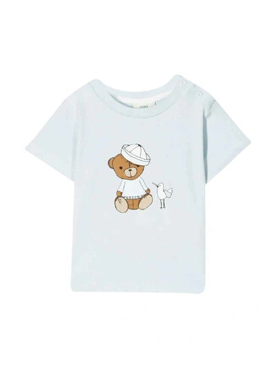 Fendi Babies' Teddy Bear Print T-shirt In Blue