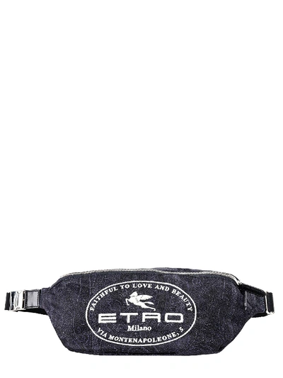 Etro Paisley Belt Bag In Blue And Black
